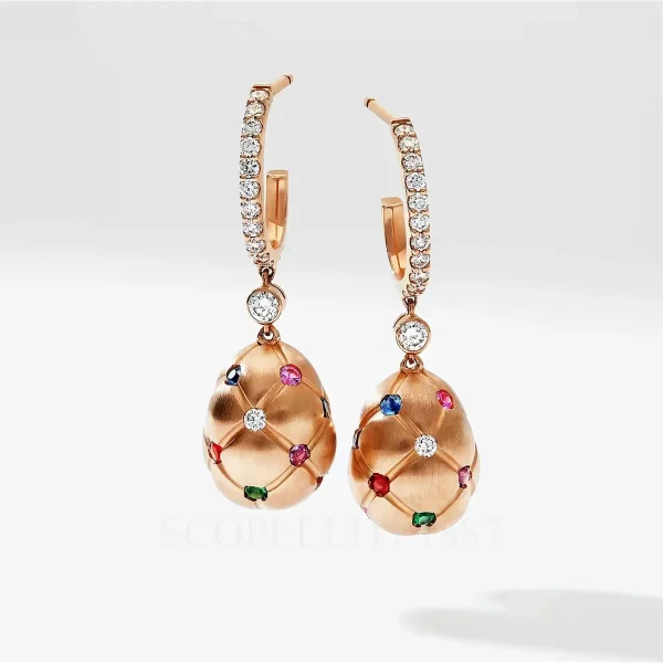 fabergé drop earrings quilted egg mixed gemstones