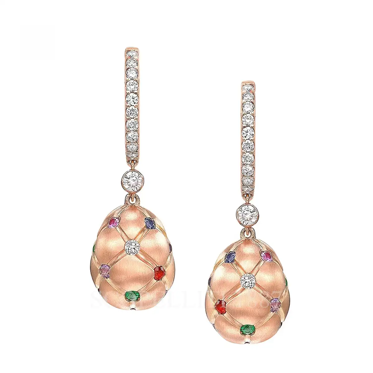 fabergé drop earrings quilted egg mixed gemstones