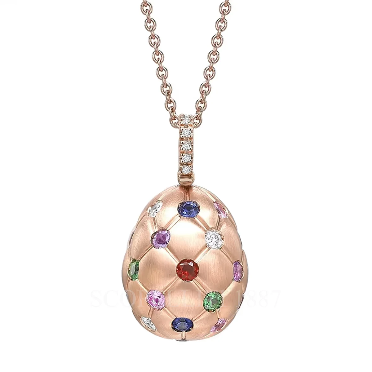fabergé mixed gemstones egg pendant quilted