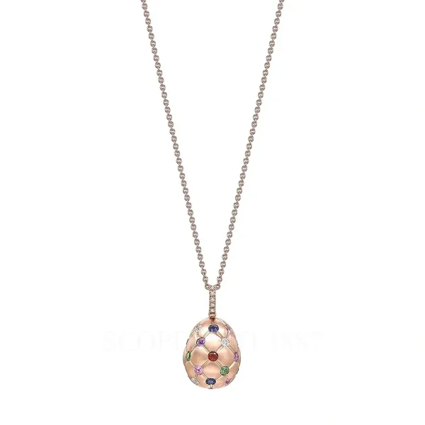 fabergé quilted pendant egg mixed gemstones