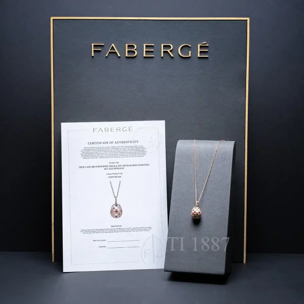 fabergé mixed gemstones egg pendant certificate