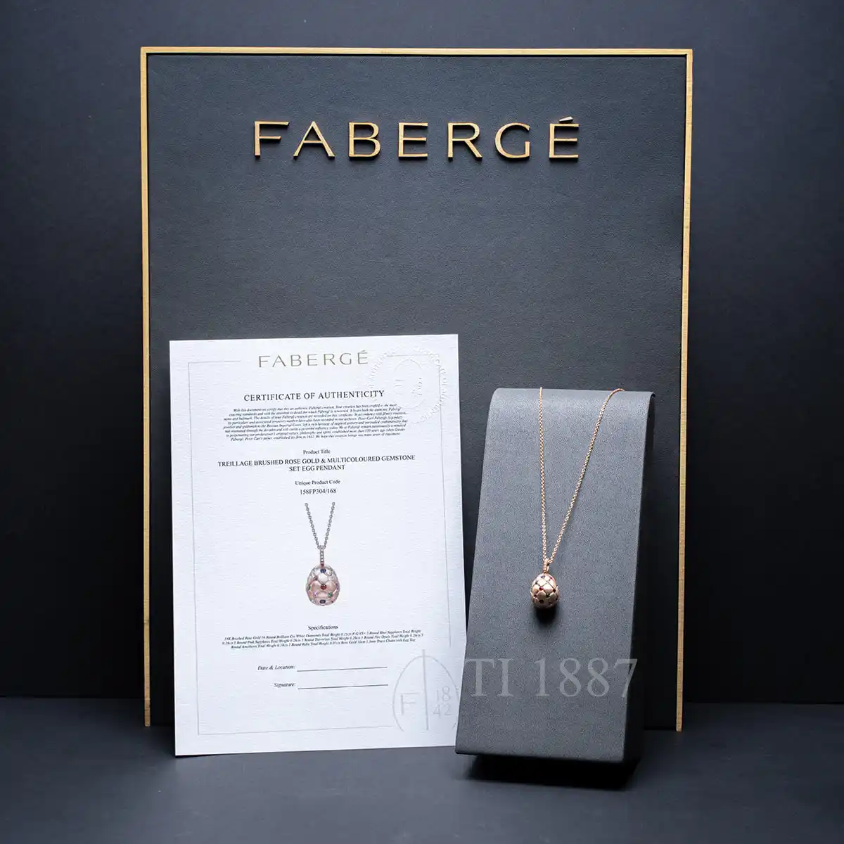 fabergé mixed gemstones egg pendant certificate