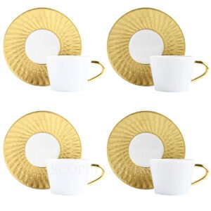 bernardaud twist gold set four espresso cups saucers