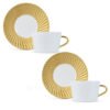 Bernardaud Set of two Tea Cups and Saucers Twist Gold