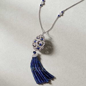 faberge egg pendant imperial imperatrice with sapphire and tassel