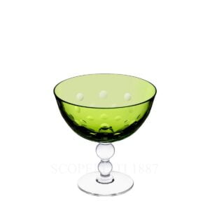 saint louis footed cup chartreuse green bubbles