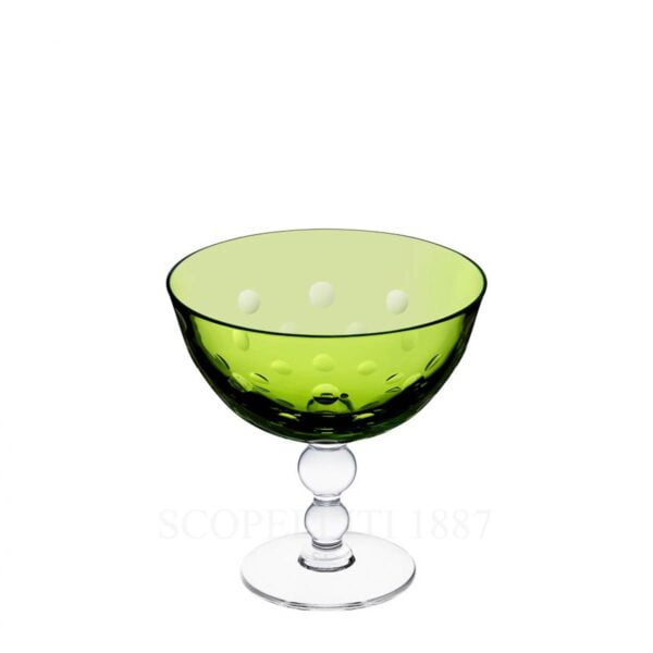 saint louis footed cup chartreuse green bubbles