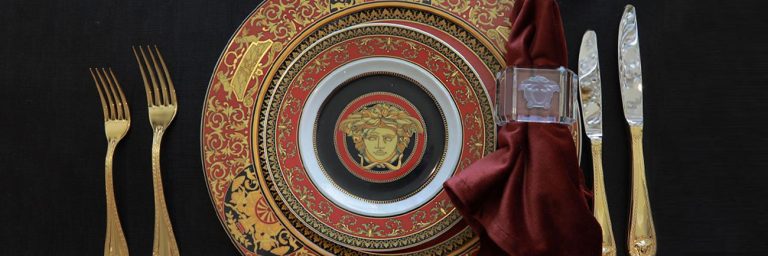 versace dinner set medusa red