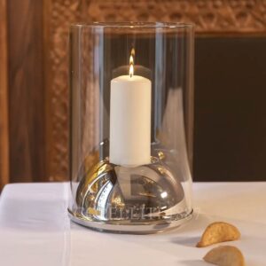 christofle large stainless steel hurricane candle holder