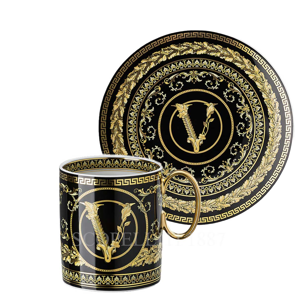 Versace Tableware Virtus Gala Ceramic Plate (17cm) - Black
