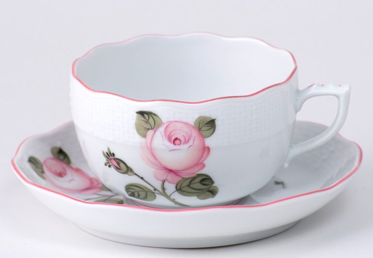 herend tea cup rose white