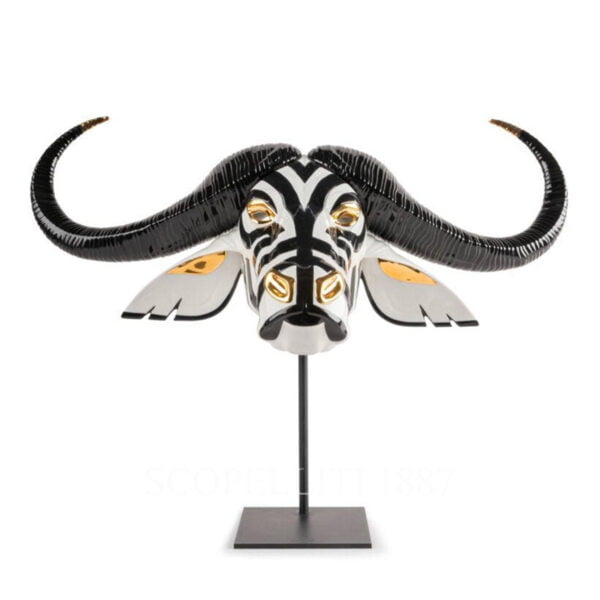 lladro buffalo mask sculpture