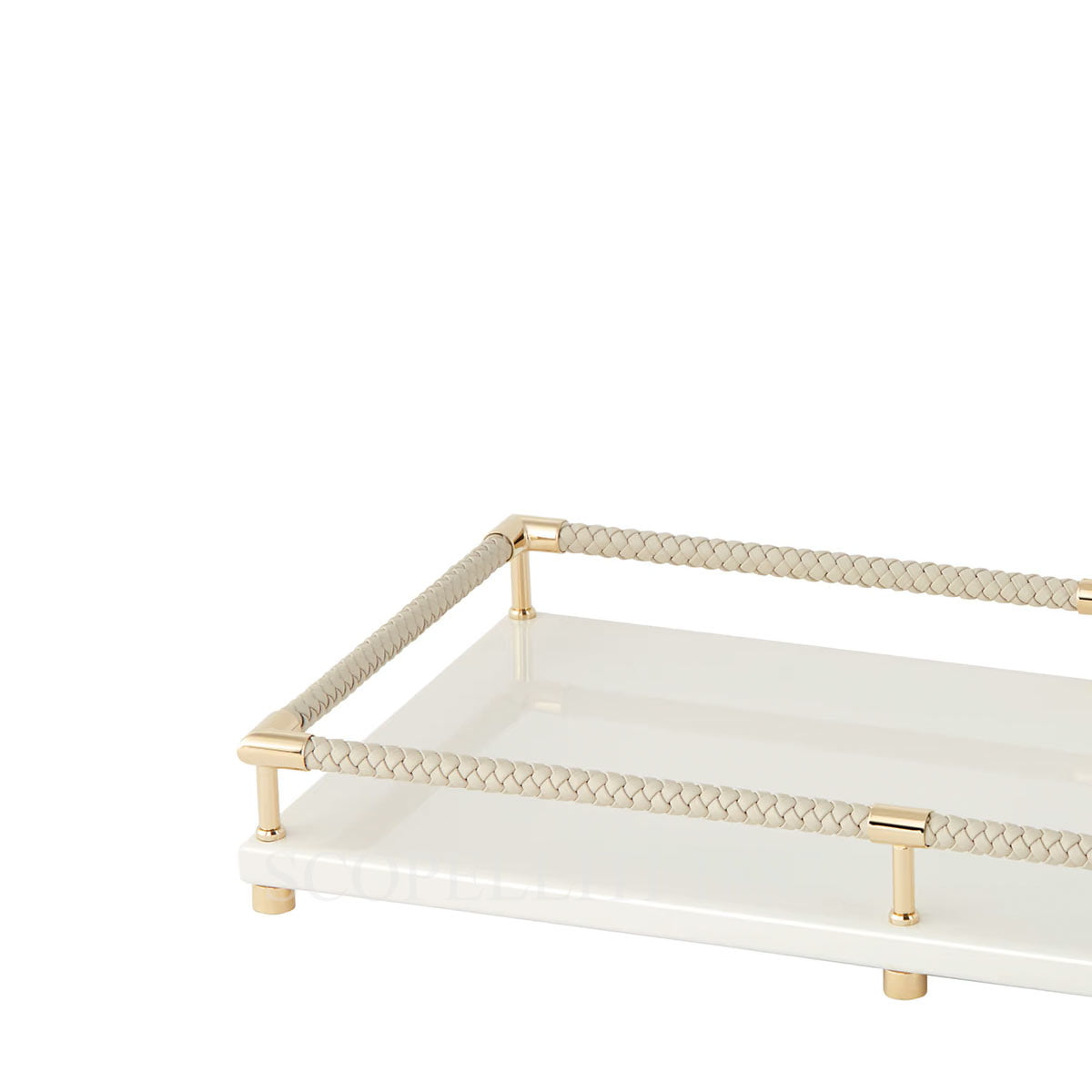 riviere ivory gold tray with leather handles