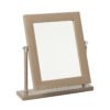 Riviere Leather Mirror Chrome Taupe Vanity