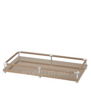 riviere taupe tray with leather handles