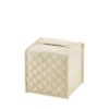 Riviere Leather Tissue Box Cover Square Ivory Vanity