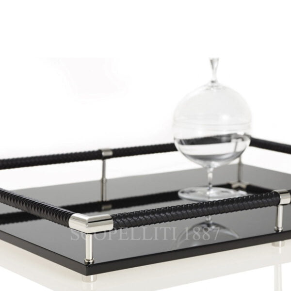 riviere vanity tray with leather handles black