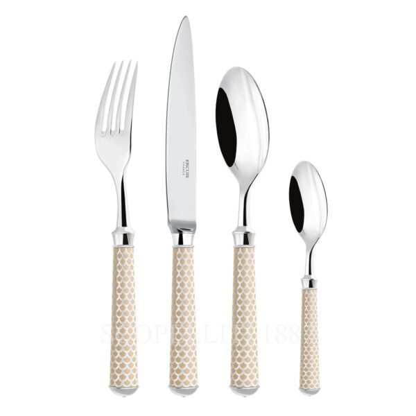 ercuis coupole cutlery set silver plated beige