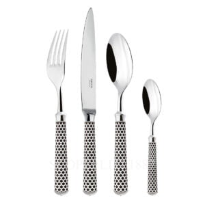 ercuis coupole cutlery set silver plated black