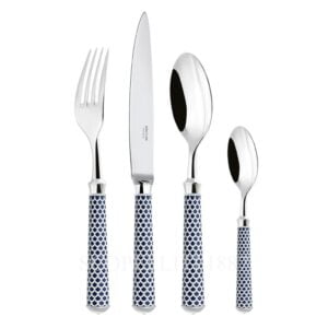 ercuis coupole cutlery set silver plated blue navy