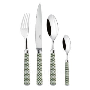 ercuis coupole cutlery set silver plated dark green