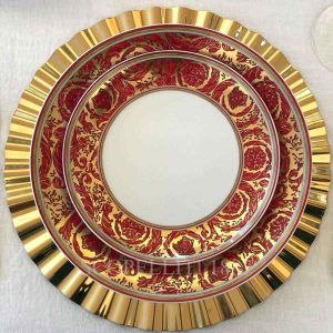 new versace dessert plate medusa garland red