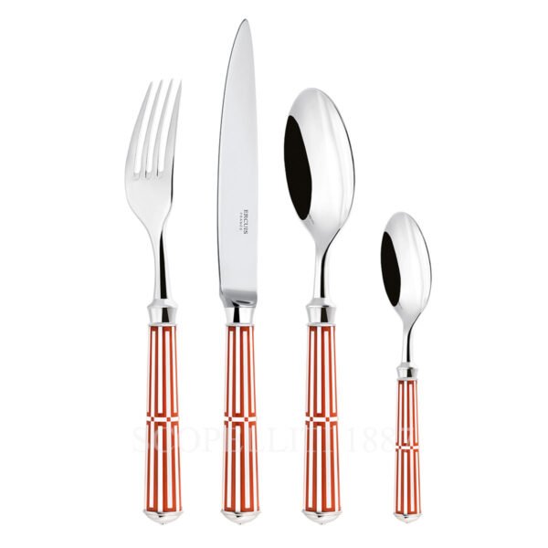 ercuis silver plated cutlery mahogany red