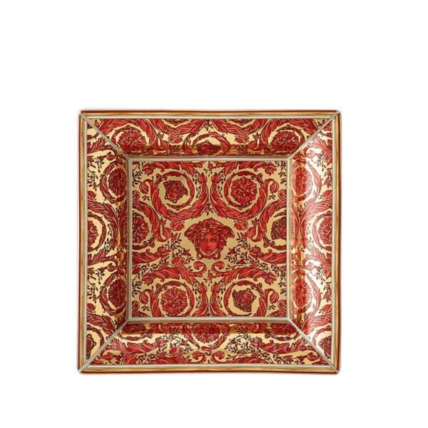 versace medusa garland red square plate 18 cm