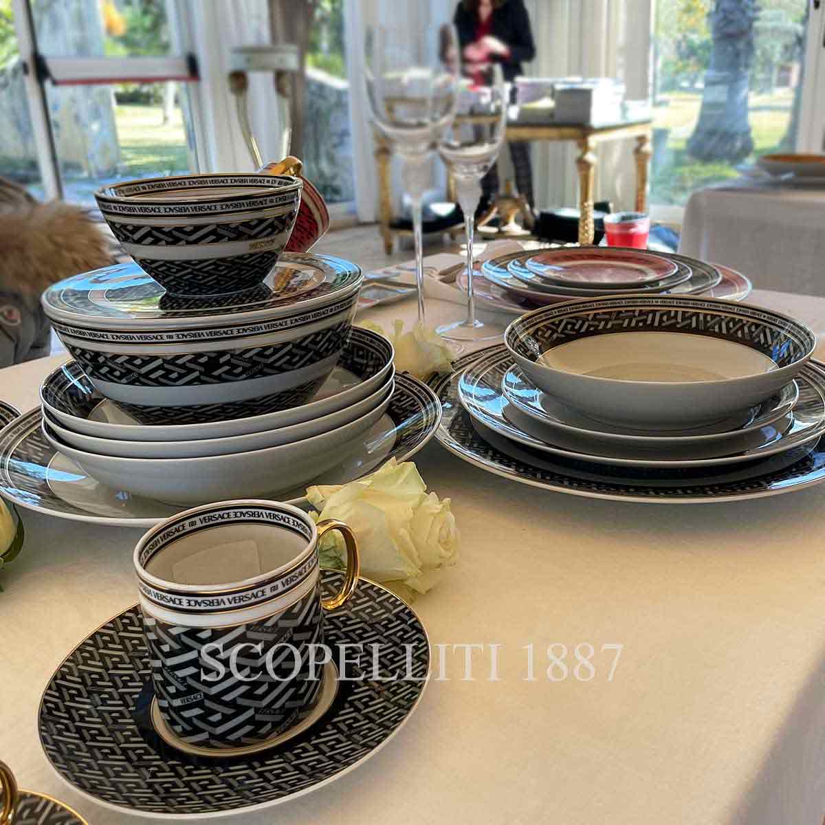 versace set of 3 bowls black la greca signature