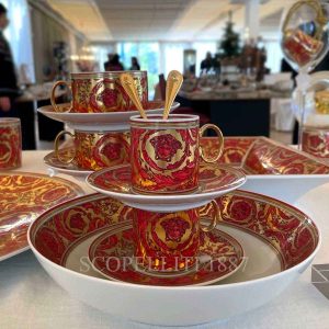 versace coffee cup medusa garland red