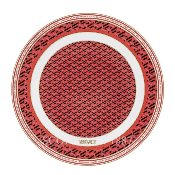 versace service plate red la greca signature