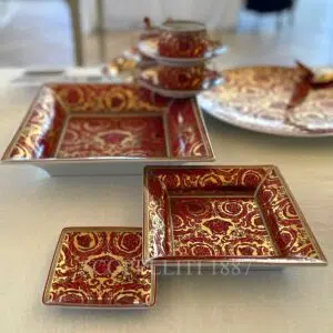 versace square plates medusa garland red