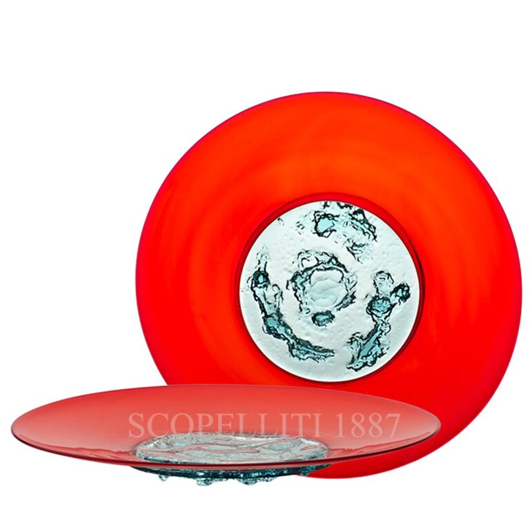 venini plate tapio wirkkala red centerpiece