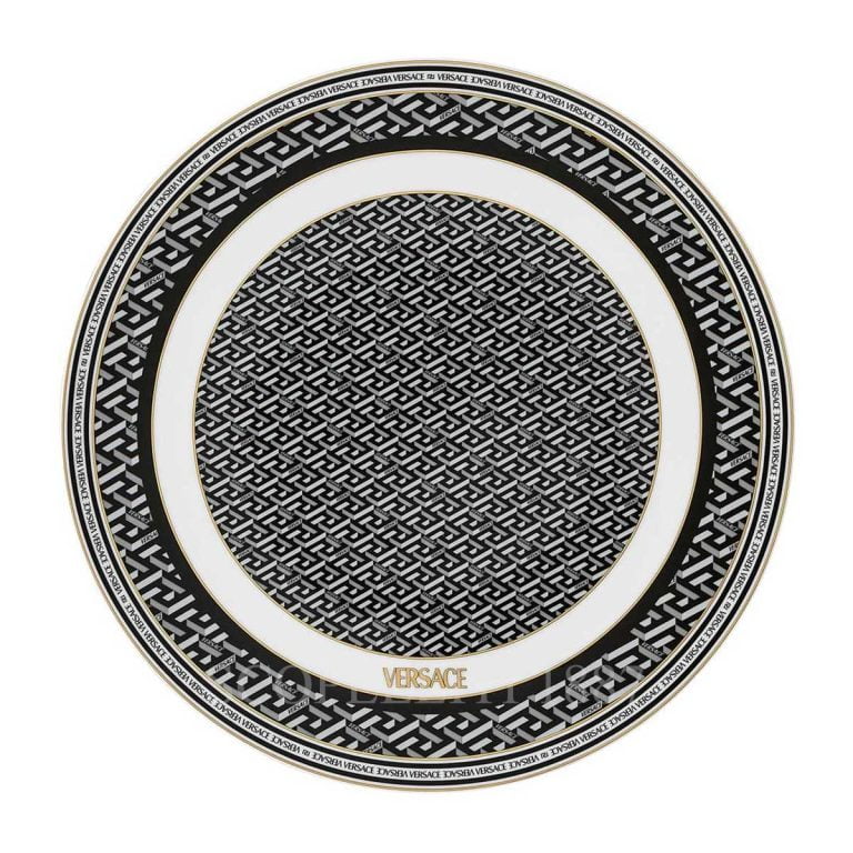 versace service plate black la greca signature