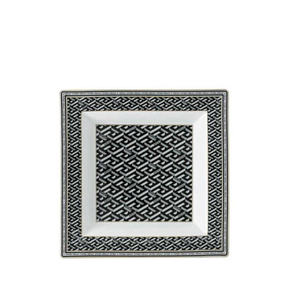 versace square plate 22cm black la greca signature
