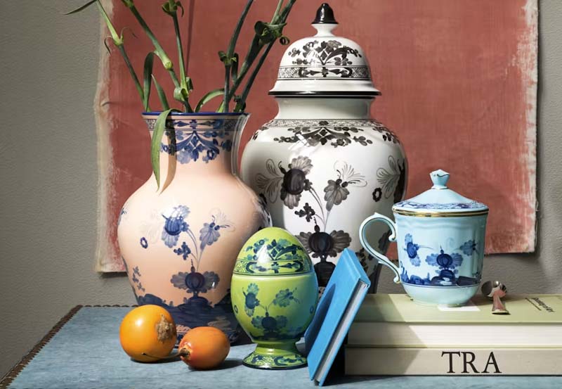 ginori vases and porcelain egg