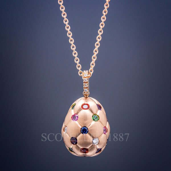 faberge treillage egg pendant with gemstones