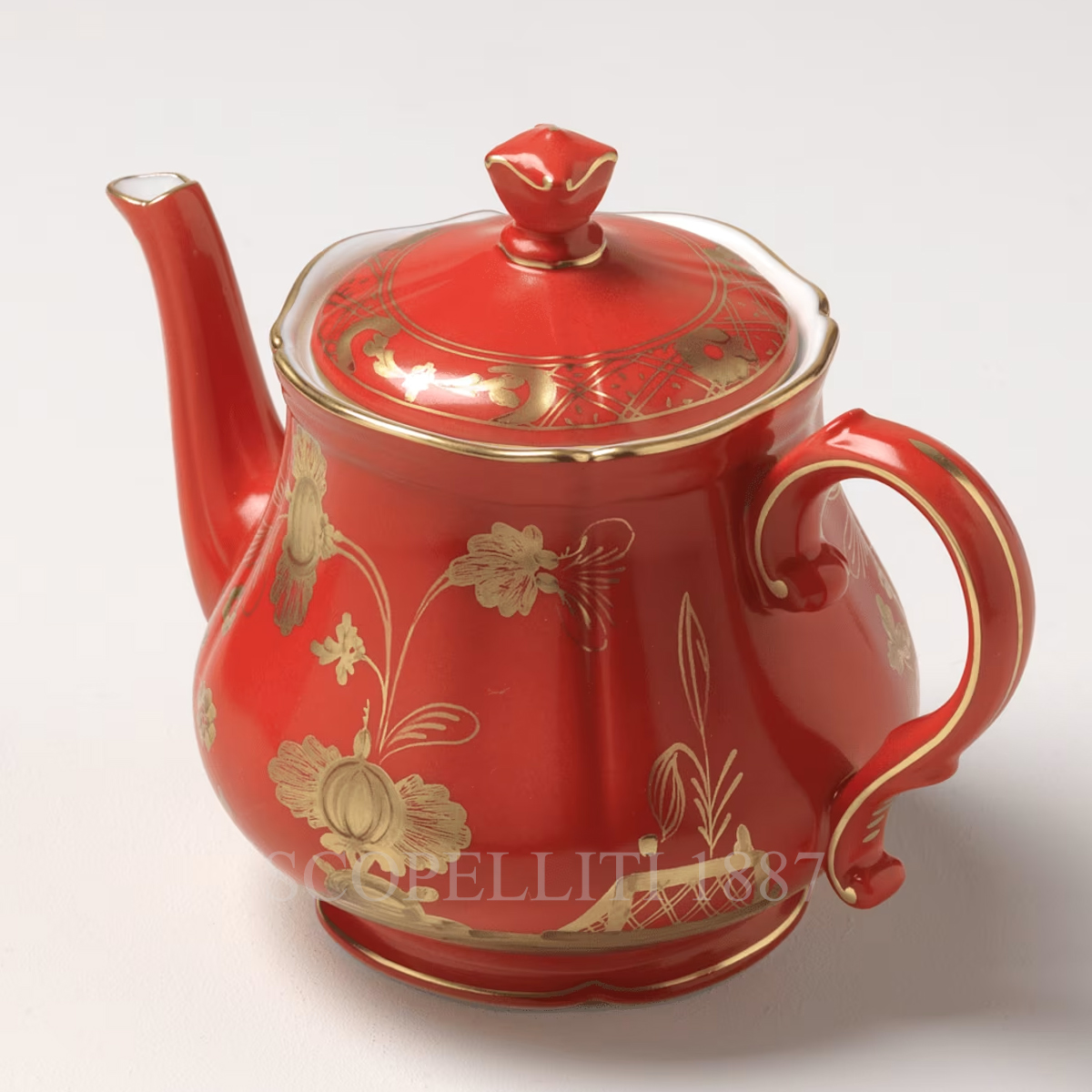 ginori orinete italiano teapot red gold