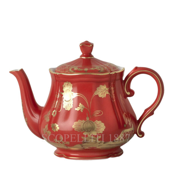 ginori orinete italiano teapot red gold