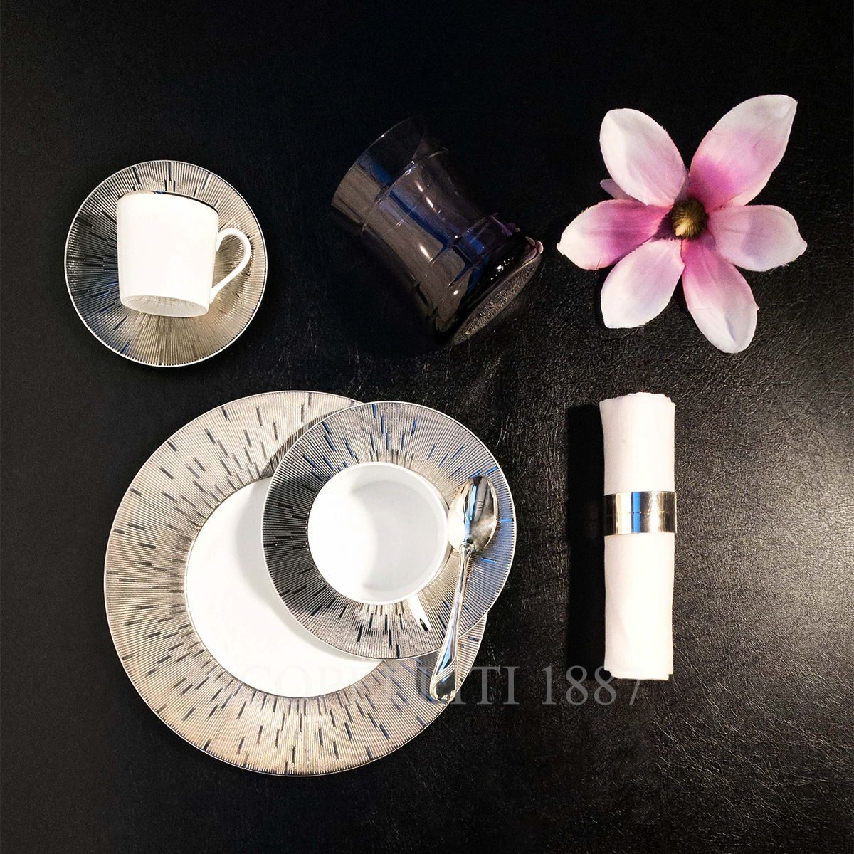 haviland infini prestige dessert plate with tea and coffee cups platinum