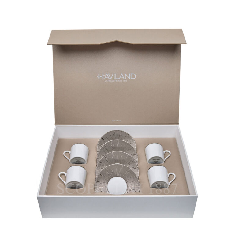 haviland infini prestige set of four coffee cups and saucers platinum