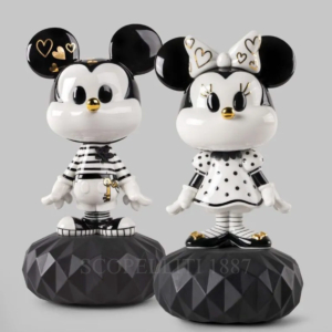 lladro mickey and minnie mouse black and white