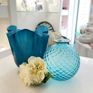 venini vases fazzoletto and balloton light blue