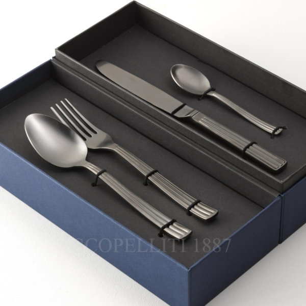 ginori 1735 diana cutlery set stainless steel 24 pieces brushed black
