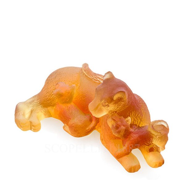 daum lioness & cubs amber figurine