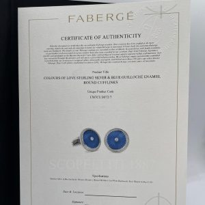 faberge cufflinks blue certificate