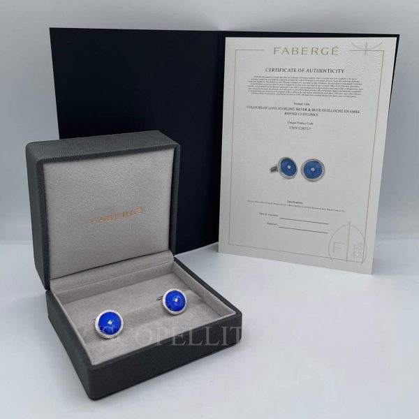 faberge cufflinks blue sterling silver diamond