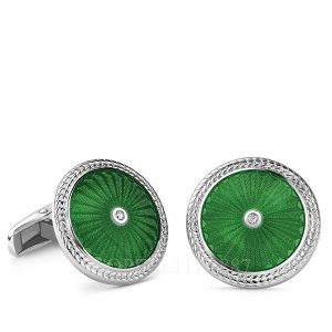 faberge cufflinks sterling silver green diamond