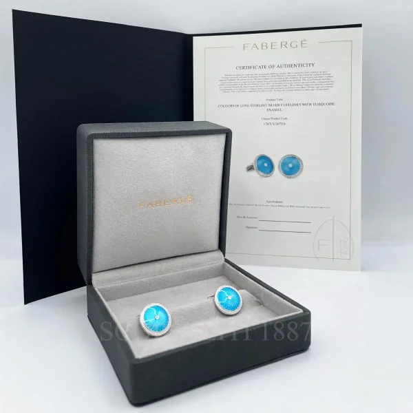 fabergé cufflinks turquoise sterling silver packaging