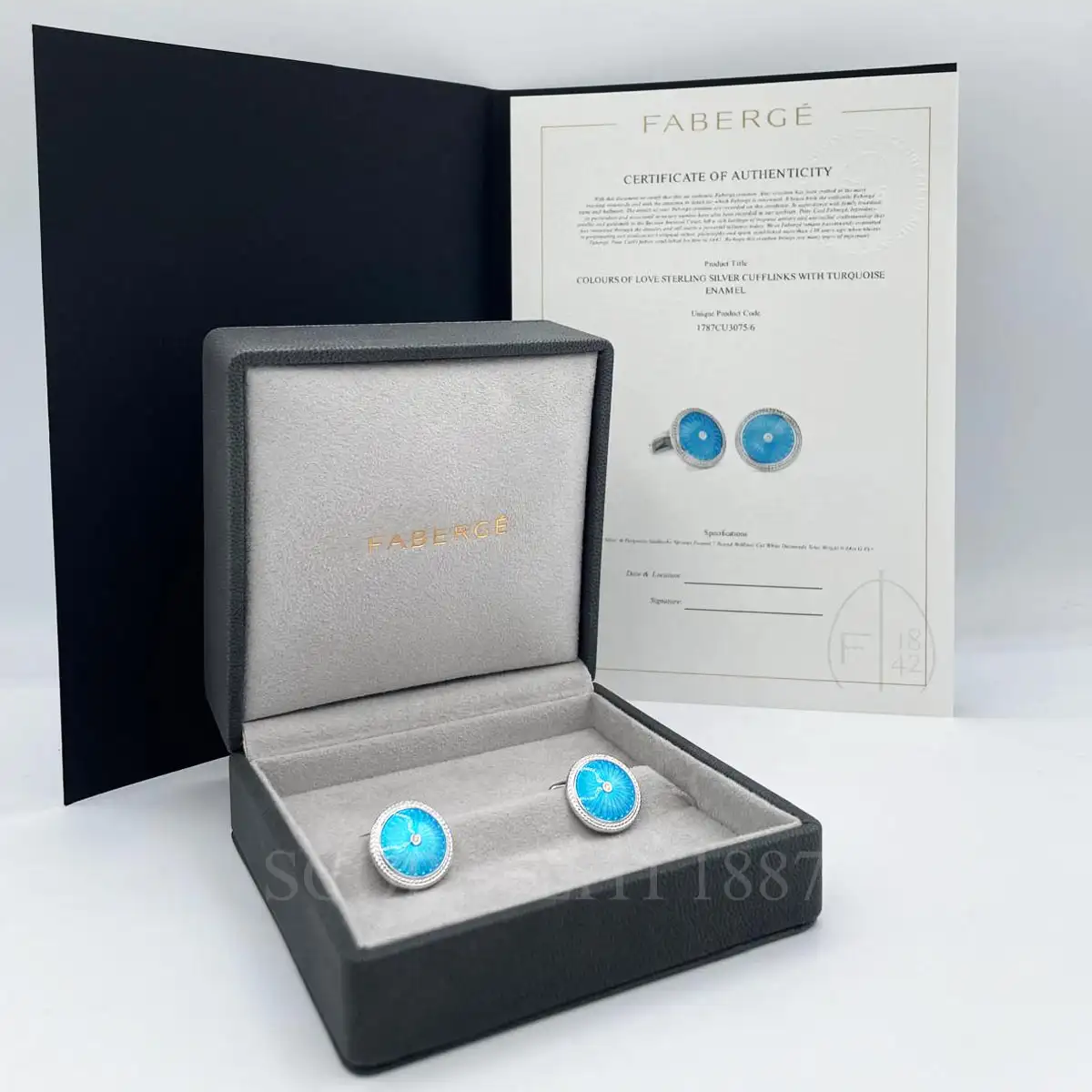 fabergé cufflinks turquoise sterling silver packaging